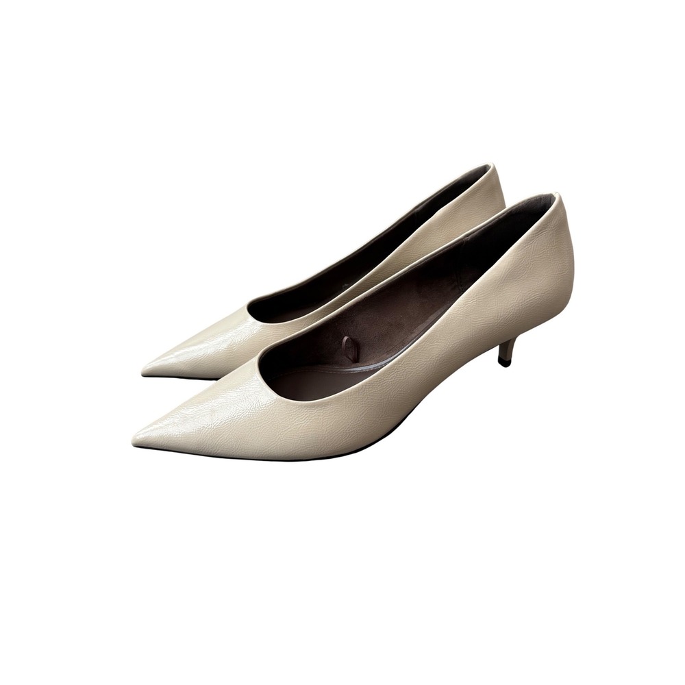 Zara Beige Pointed Toe Kitten Heel Pumps‎ EU 39 US 8.5 Nude Cream - Picture 10 of 10